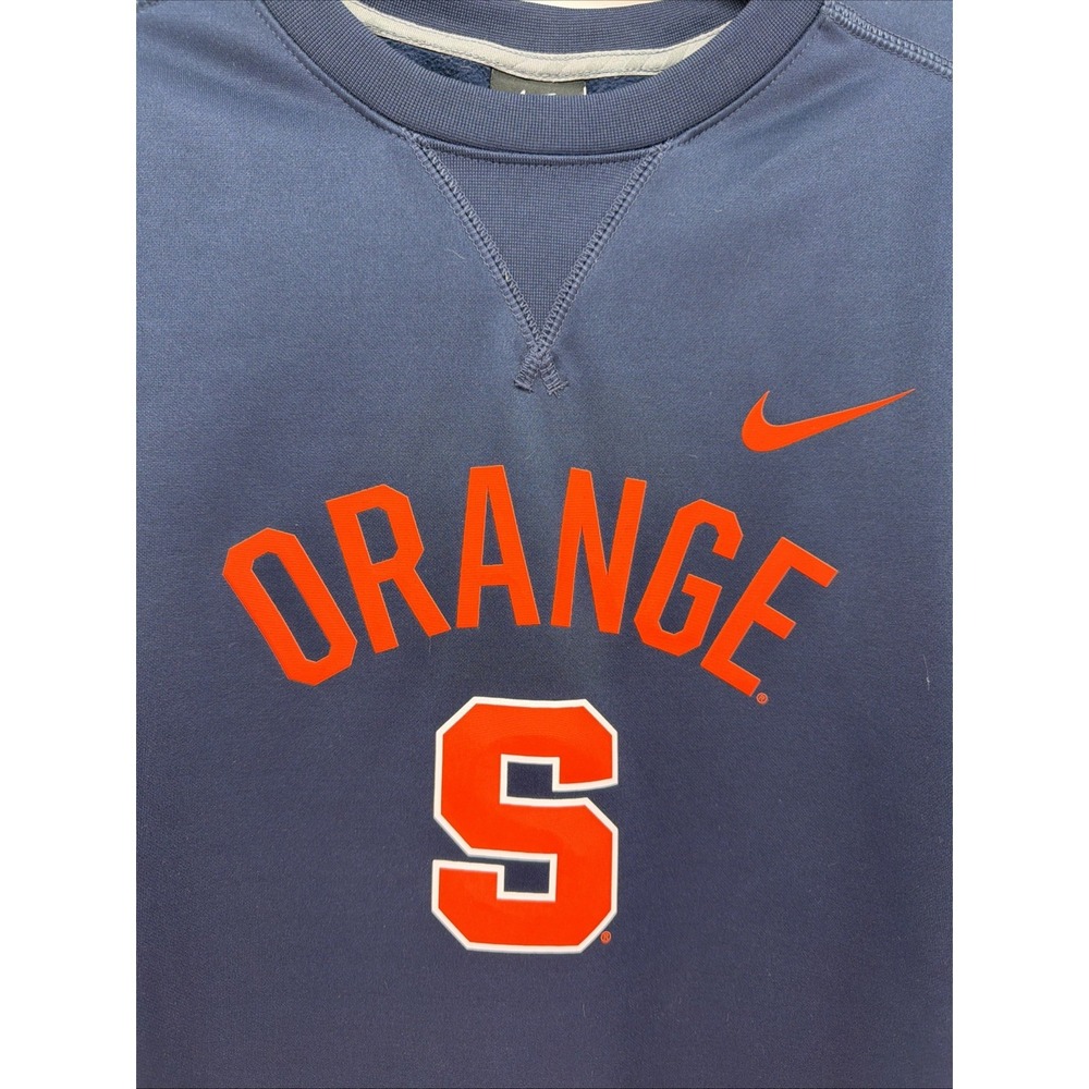 Nike Syracuse Orange Shirt Mens Small Blue Long Sleeve Fleece Lined Shirt